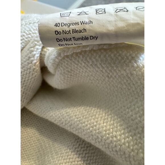 Bumble by Hillflint sweater color blocked white & yellow pullover crewneck Sz S - Picture 9 of 9